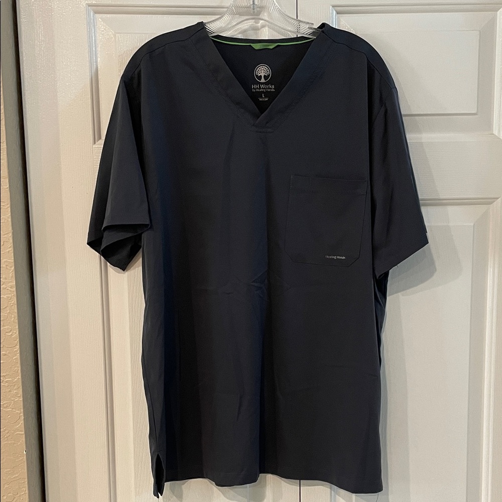 Healing Hands Men’s scrub top large Charcoal Gray